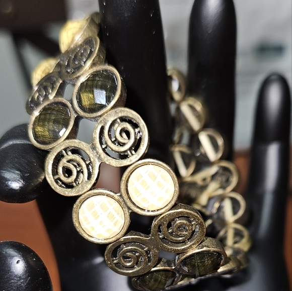 Evita Peroni Stretch Bracelet/ Bangle Brown Tones - Picture 4 of 4